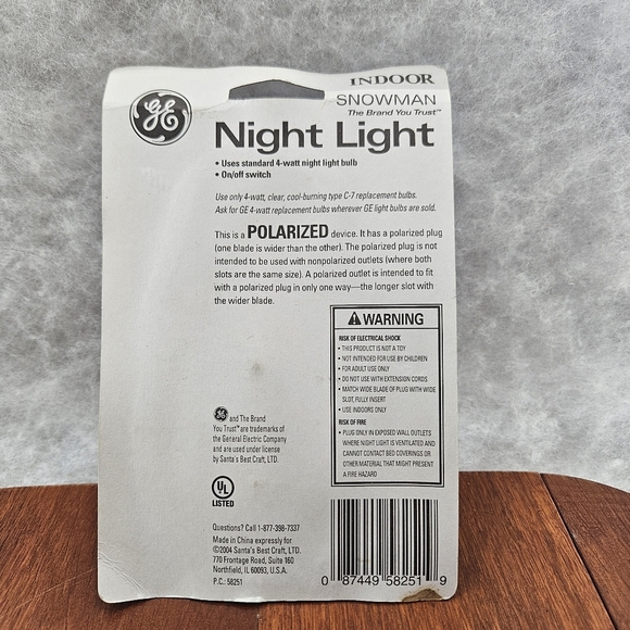 Christmas Snowman Night Light GE New In‎ Package Vintage Holiday Decor - Picture 4 of 6